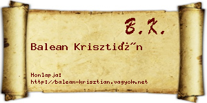 Balean Krisztián névjegykártya